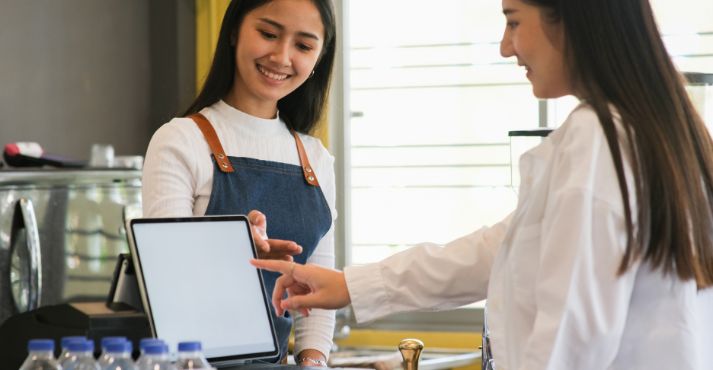 self-service in a cafe