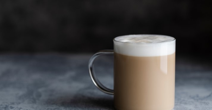 latte in a transparent glass