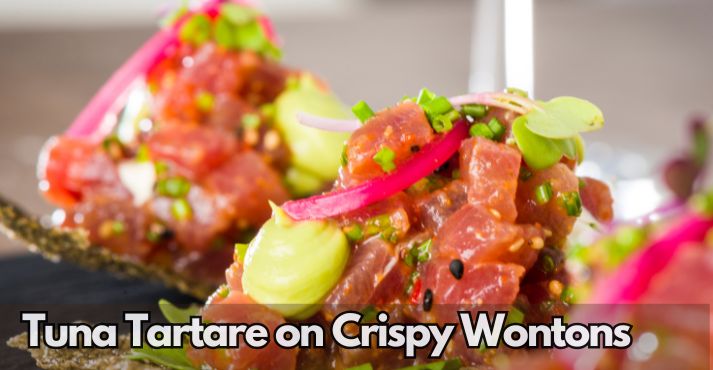 Spicy Tuna Tartare on Crispy Wontons
